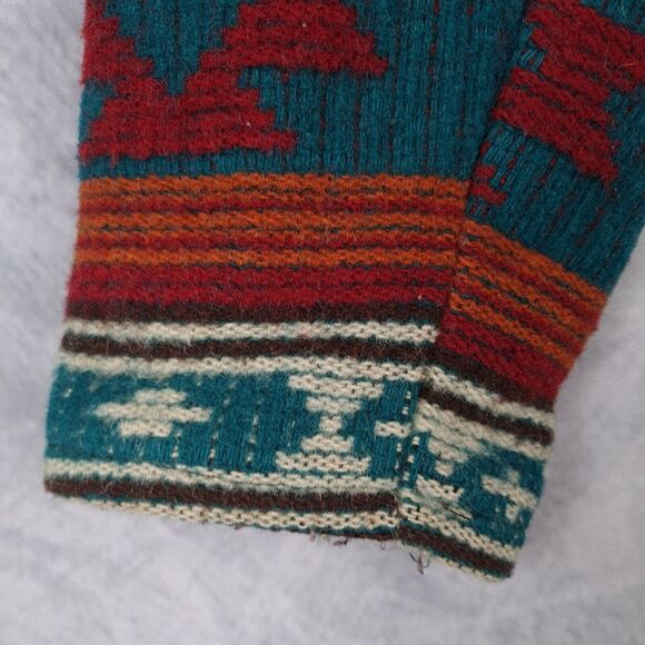 Vintage Woolrich Poncho Jacket Men Large Wool Aztec Hooded Baja Jacket USA - Picture 4 of 16